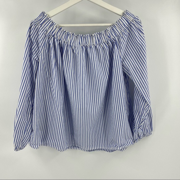 Gap striped off the shoulder pullover blouse - Picture 2 of 7